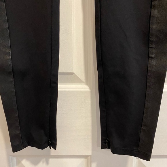 Theory Azray Techno Jersey Leather Side Panel Black Skinny Elastic Pants - Picture 5 of 11